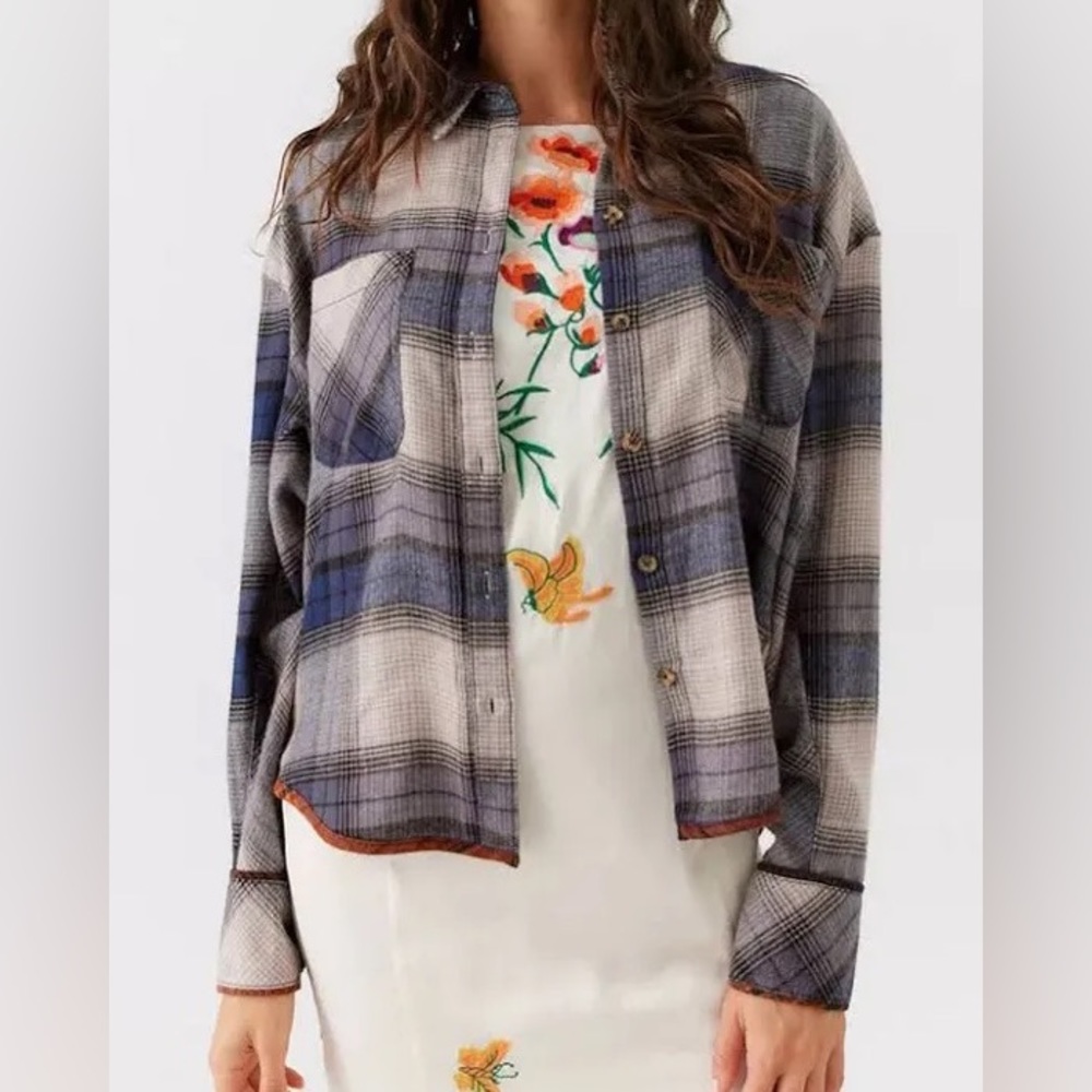 Urban Outfitters Cropped Flannel Button-Down NWOT
